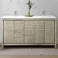 Lexora Home Lafarre 60" Double Bathroom Vanity in Rustic Acacia with 2 cm White Cultured Marble Top and Rectangular Sinks, , large