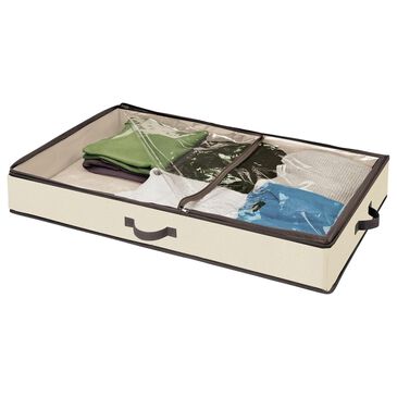 mDesign Fabric Under Bed Storage Organizer Holder Bag in Cream and Espresso, , large