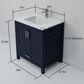 Lexora Home Jacques 30" Single Bathroom Vanity in Navy Blue with 2 cm White Quartz Top and Rectangular Sink, , large
