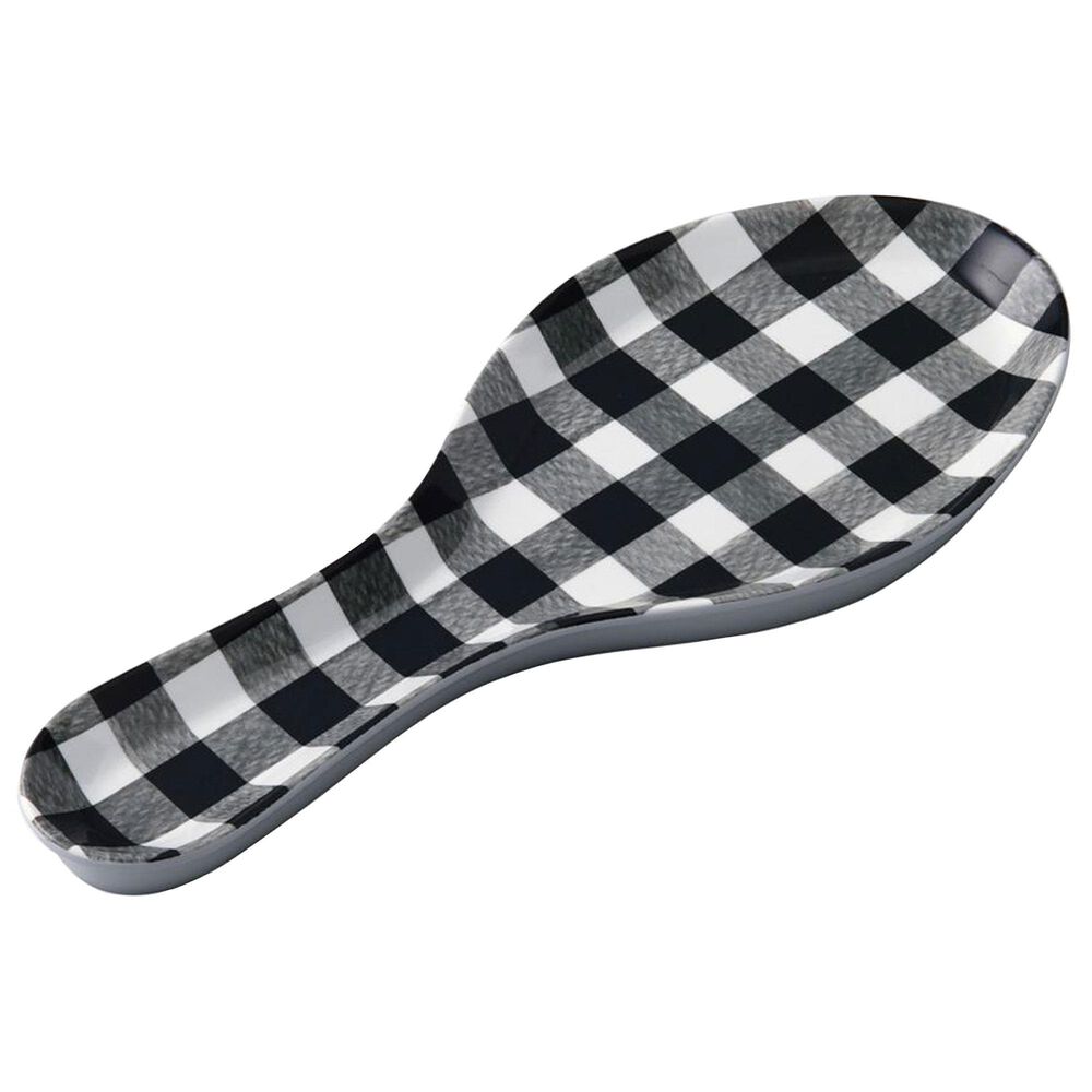 Supreme Melamine Gingham Spoon Rest in Black, , large