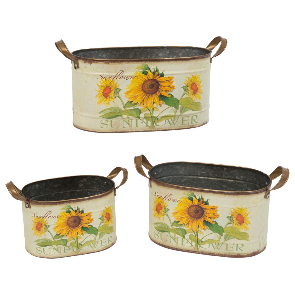 The Gerson Company Assorted Nesting Sunflower Buckets in Yellow (Set of 3), , large