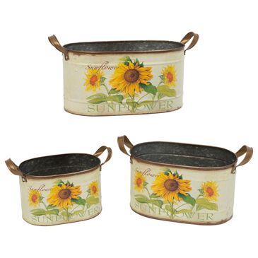 The Gerson Company Assorted Nesting Sunflower Buckets in Yellow (Set of 3), , large