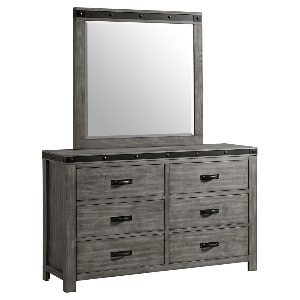 Mayberry Hill Wade 6-Drawer Dresser and Mirror in Brushed Ash Gray, , large