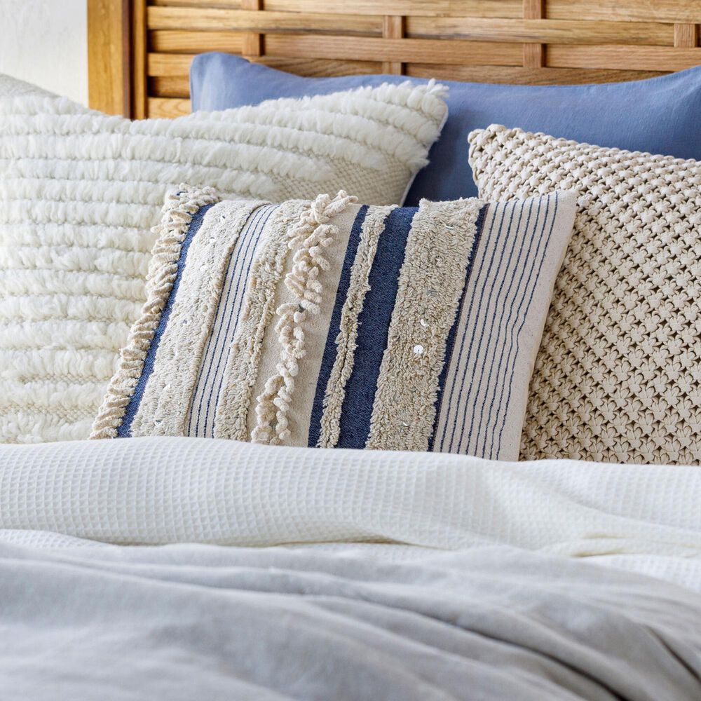 Surya Temara 20&quot; Square Throw Pillow in Navy, Beige and Black, , large