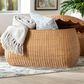 Baxton Studio Ayleen Large Basket with Scalloped Lid in Light Honey, , large