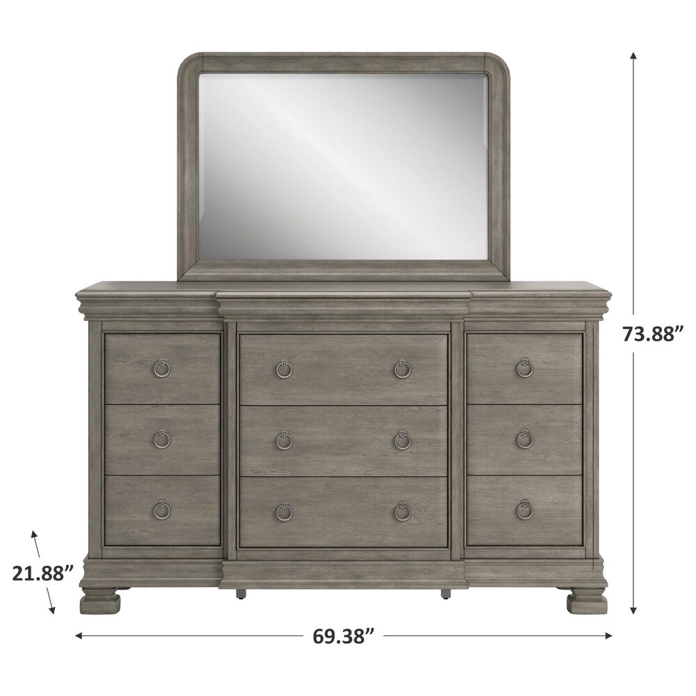 Millenium Lexorne 10-Drawer Dresser and Mirror in Light Gray, , large