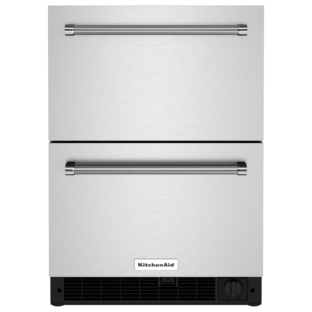 Whirlpool 24" Undercounter Double-Drawer Refrigerator Freezer in Black and Stainless Steel, , large