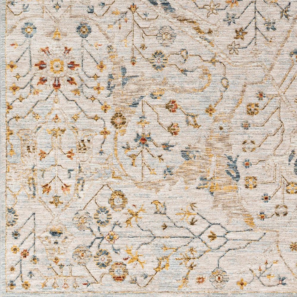 Surya Reina Light Gray, Denim, Cream, Tan, Light Brown, Rust, Mustard and Olive 5&#39;3&quot; Round Area Rug, , large