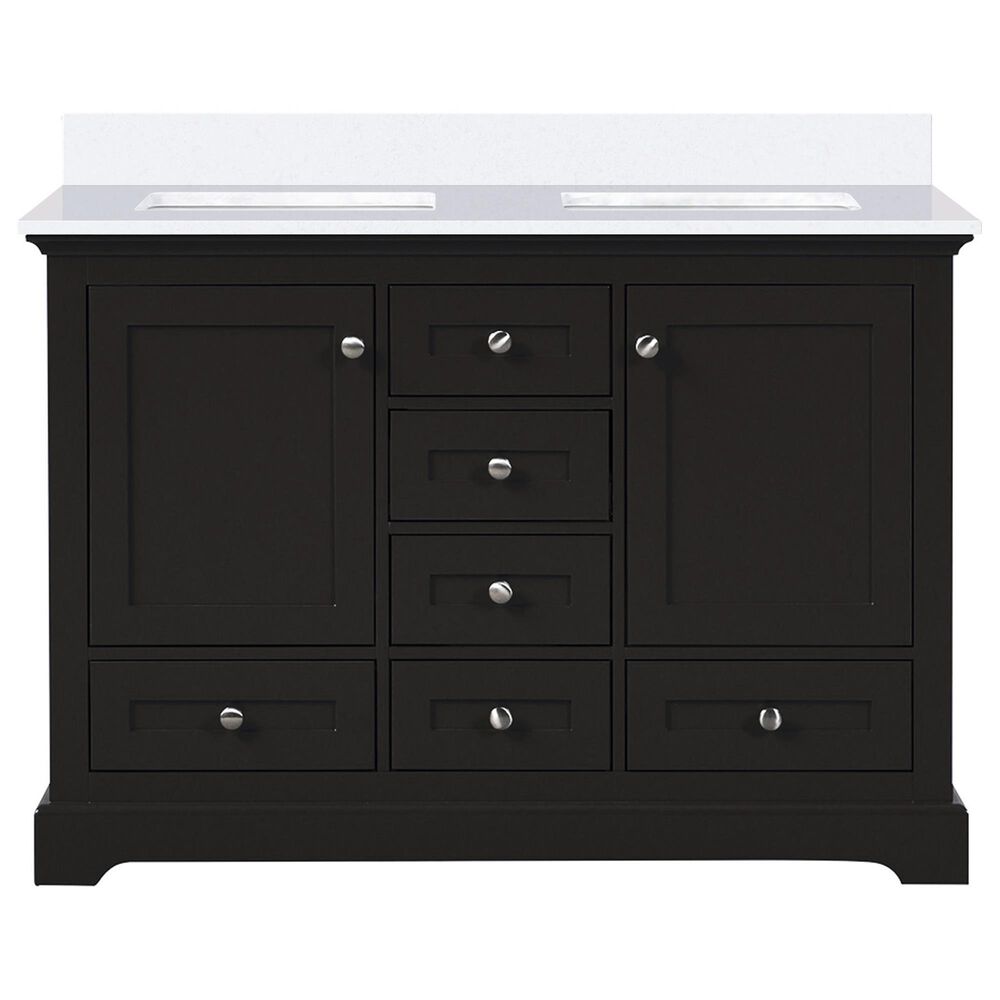 Lexora Home Dukes 48&quot; Double Bathroom Vanity in Espresso with 2 cm White Quartz Top and Rectangular Sinks, , large