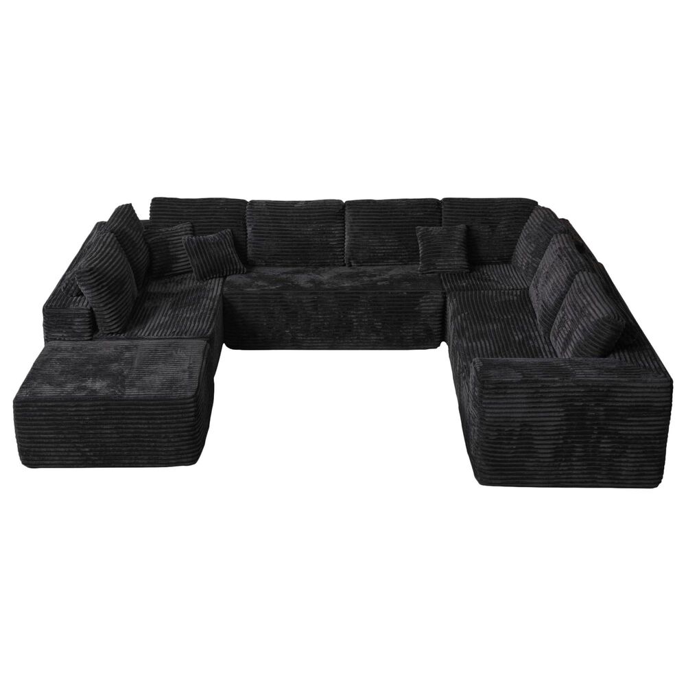 Noviland HOMLUX Modular Floor Sofa with Plush Corduroy, Big Comfy U-Shaped Sectional Couch in Black, , large