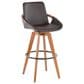 Lumisource Cosmo Swivel Barstool with Brown Cushion in Walnut and Black, , large