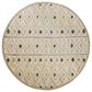 L&R Resources Sinuous Geometric Diamonds 4" Round Cream and Blue Area Rug, , large