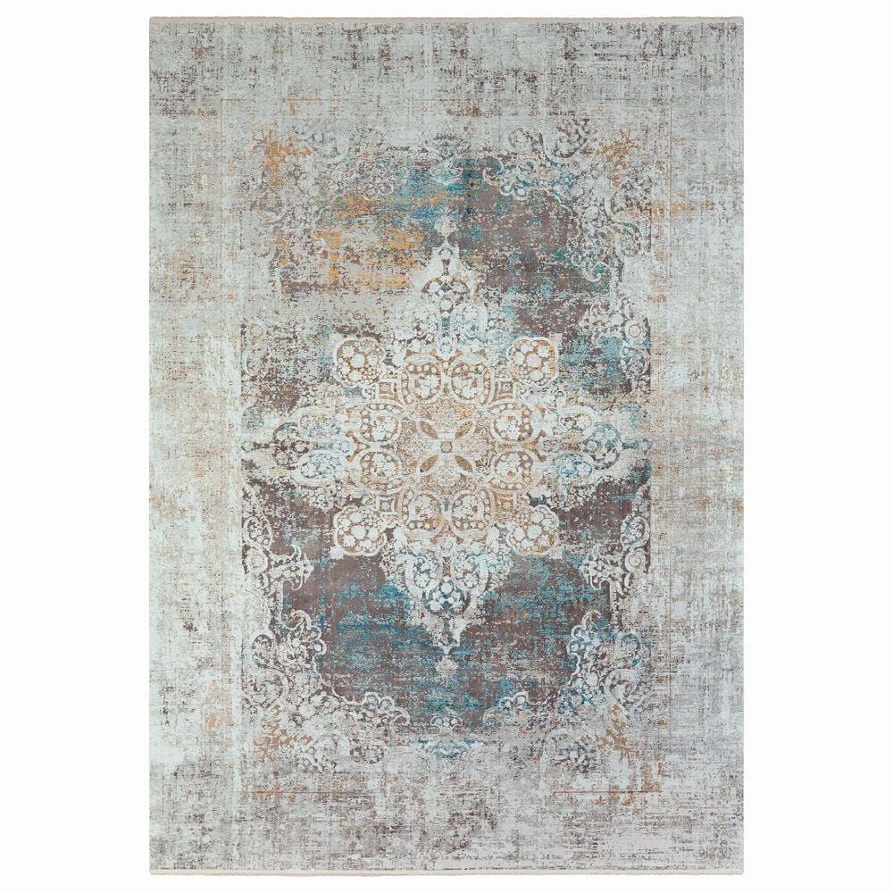 Surya Solar 12" x 15" Sky Blue, Charcoal, Light Gray, White and Saffron Area Rug, , large