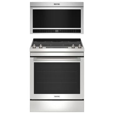 Maytag 2-Piece Kitchen Package with 6.4 Cu. Ft. Electric Range and 1.1 Cu. Ft. Over-The-Range Toaster Oven in Fingerprint Resistant Stainless Steel, , large
