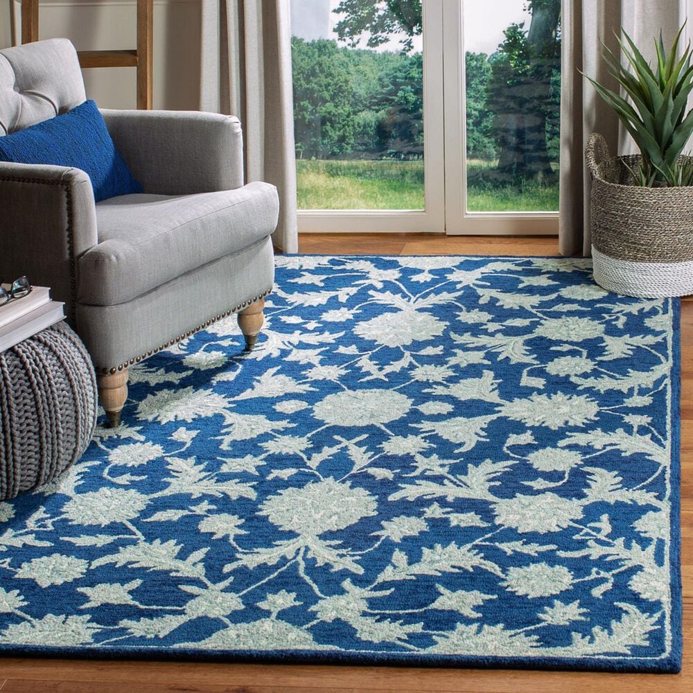Safavieh Micro-Loop 8&#39; x 10&#39; Navy and Grey Area Rug, , large