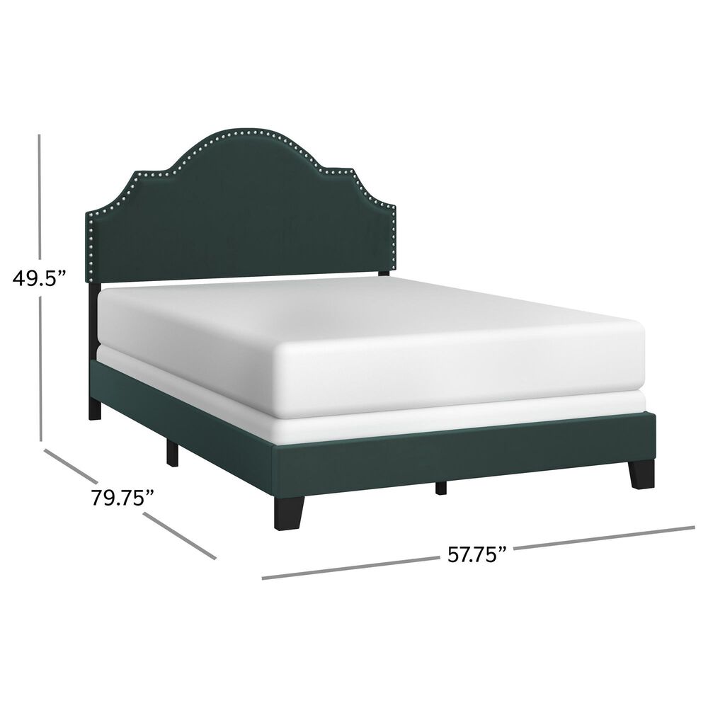 Richlands Furniture Cynthia Full Panel Bed with Green Upholstery in Black, , large