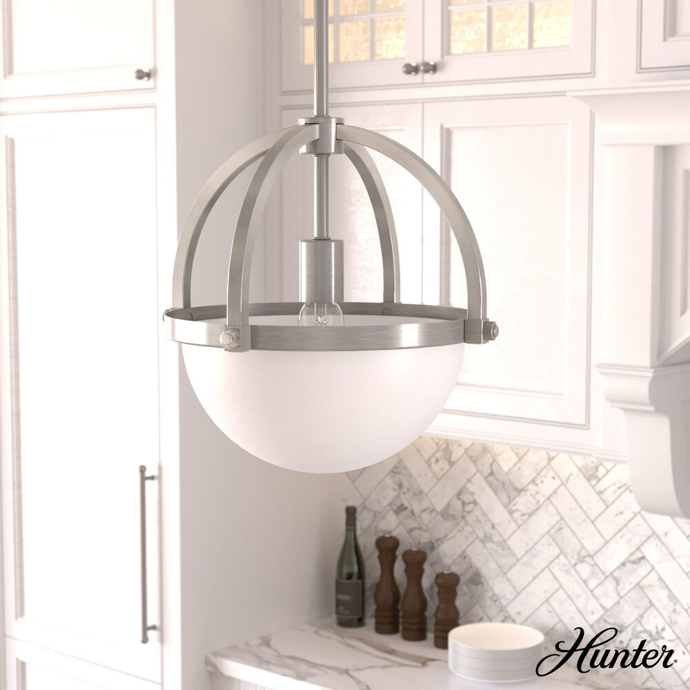 Hunter Wedgefield 1-Light Pendant in Brushed Nickel, , large