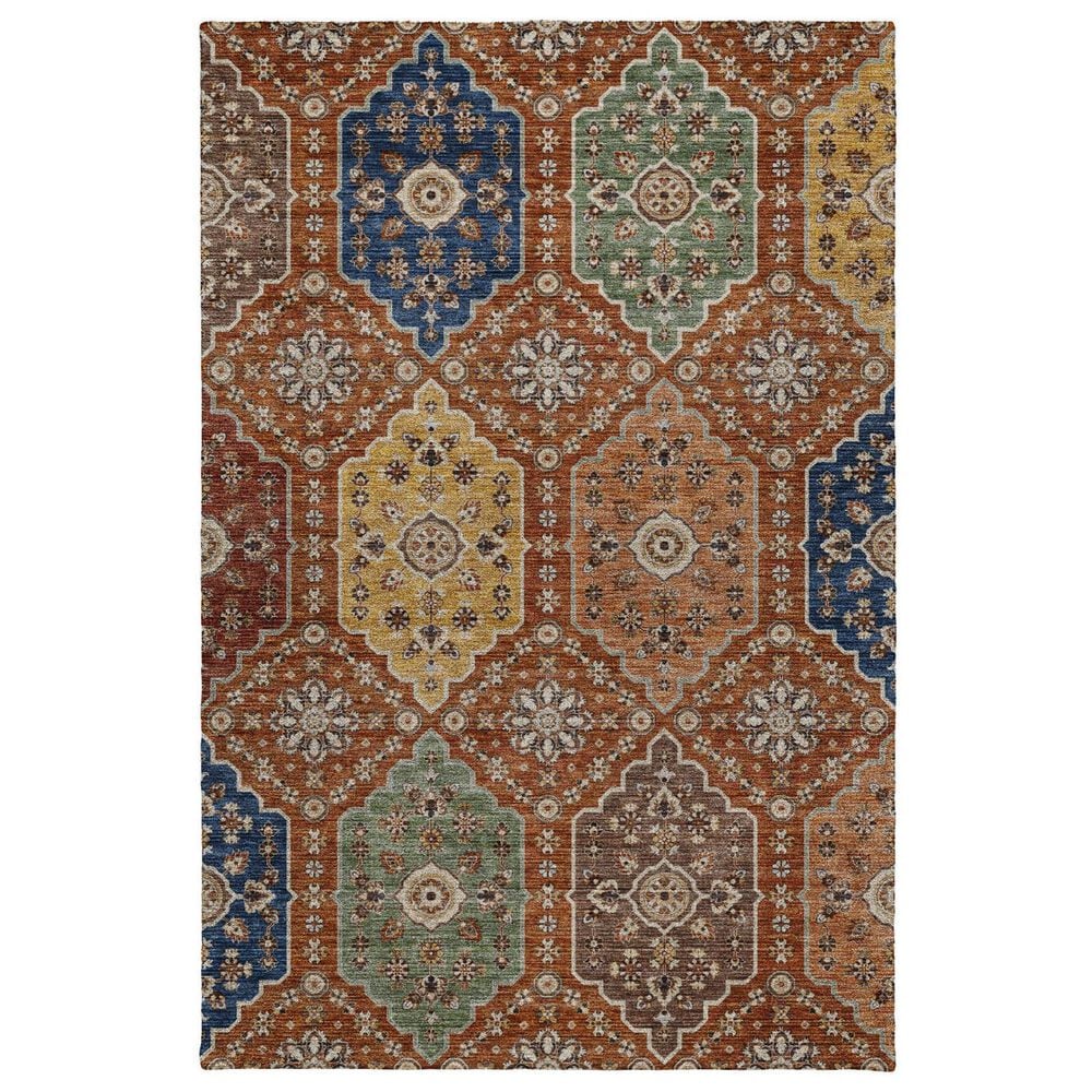 Dalyn Rug Company Silk Road Paprika, Copper, Gold, Sage, Navy and Copper 6"6" x 9"6" Area Rug, , large