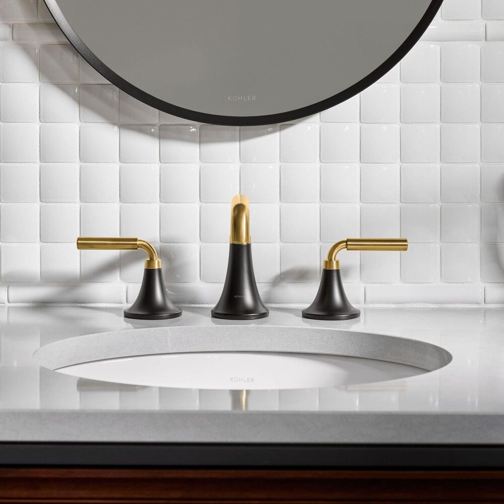 Kohler Tone Widespread Bathroom Sinks in Matte Black and Brushed Moderne Brass, , large