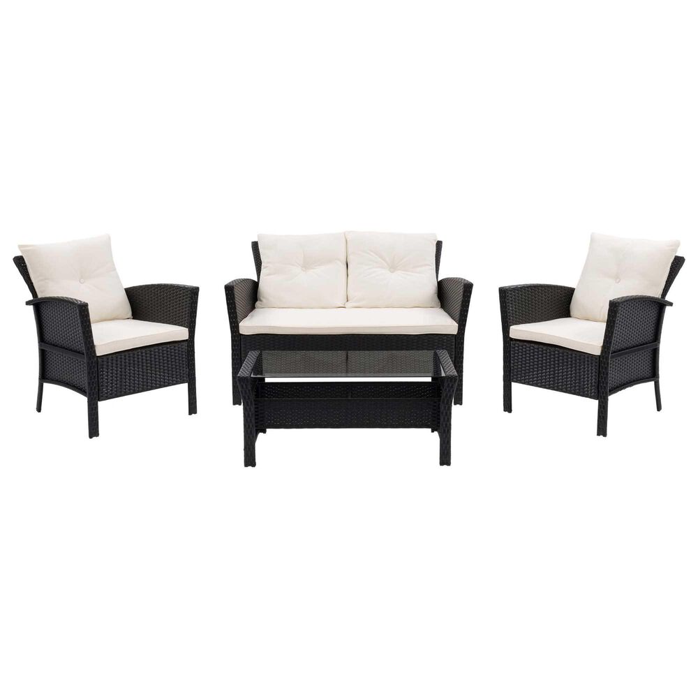 CorLiving Cascade 4-Piece Patio Chat Set in Black/Warm White, , large