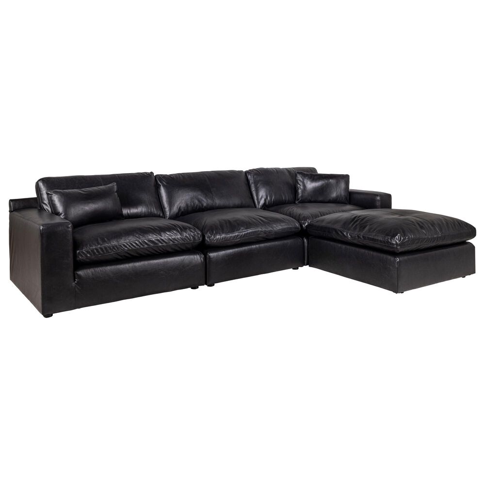 Ashley Emilia 4-Piece Stationary Reversible Sectional Sofa with Ottoman in Black, , large