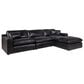 Ashley Emilia 4-Piece Stationary Reversible Sectional Sofa with Ottoman in Black, , large