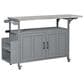 Hearth and Haven Outdoor Kitchen Island Cart with Adjustable Shelves and Stainless Steel Top in Gray, , large