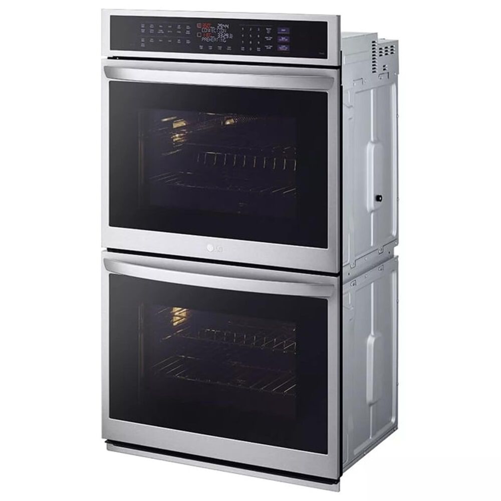 LG 2-Piece Kitchen Package with 9.4 Cu. Ft. Double Wall Oven and 36&quot; Electric Cooktop in Print Proof Stainless Steel and Black, , large
