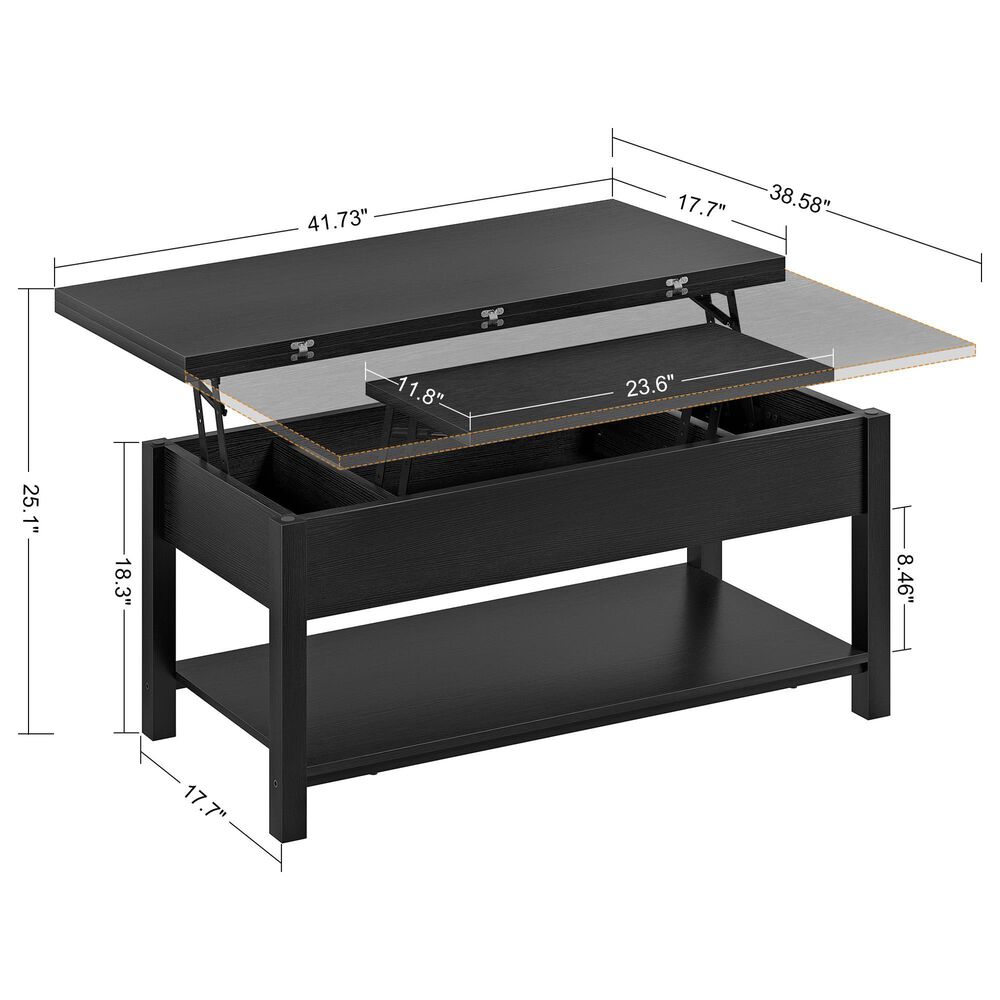 HOMLUX Lift Top Coffee Table in Black, , large