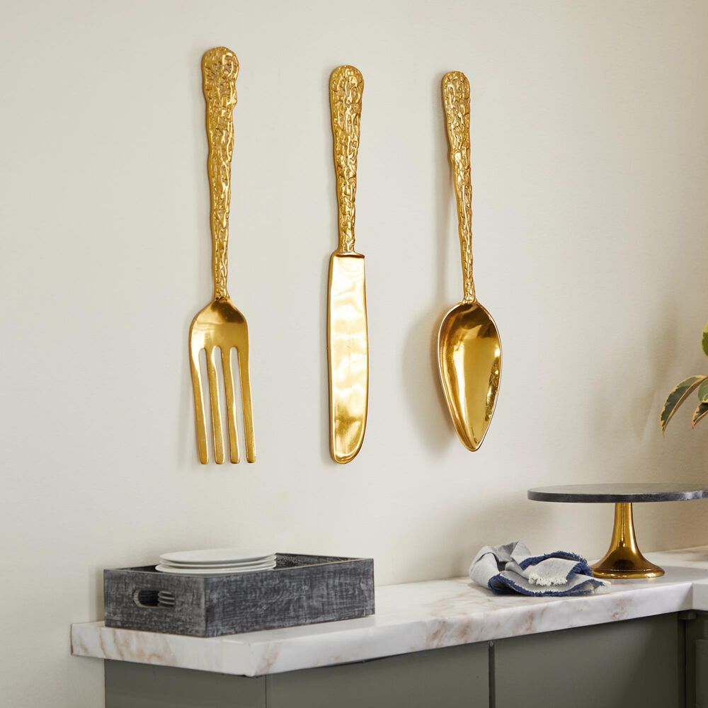 Maple and Jade 23&quot; x 6&quot; Wall Decor in Gold &#40;Set of 3&#41;, , large