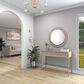 Maple and Jade 32" Round Wall Mirror in Golden Brown and White, , large