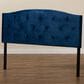 Baxton Studio Leone King Panel Headboard with Navy Blue Velvet in Dark Brown, , large