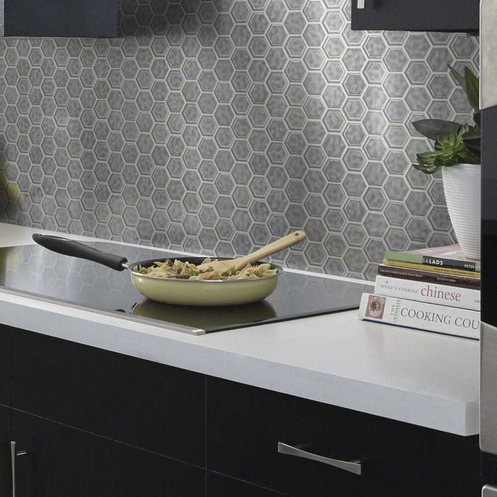 Shaw Geoscape Hexagon Dark Grey 11.22" x 10.43" Ceramic Mosaic Sheet, , large