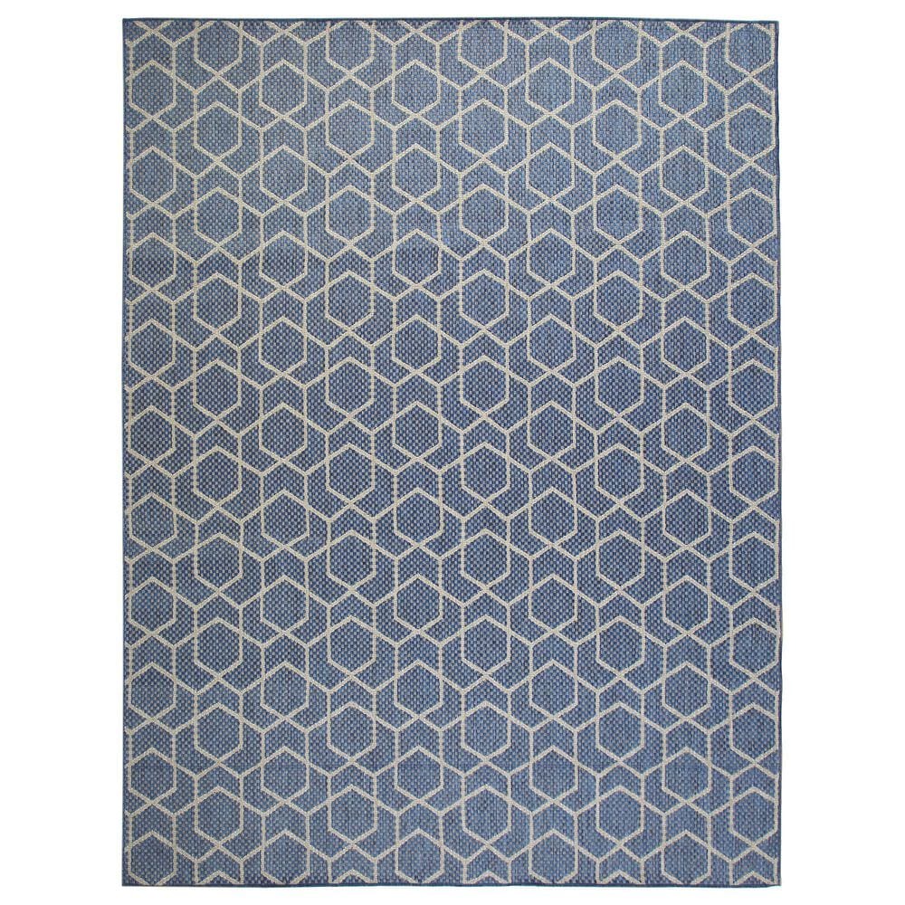 Nourison Horizon HOZ01 Denim 8" x 10" Indoor/Outdoor Area Rug, , large
