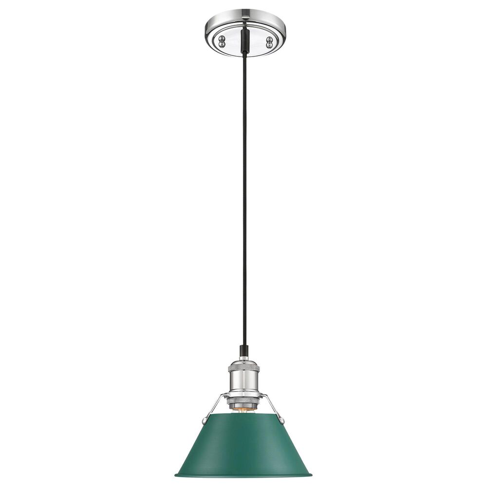 Golden Lighting Orwell 1-Light Small Pendant with Pine Green Shade in Chrome, , large