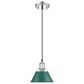 Golden Lighting Orwell 1-Light Small Pendant with Pine Green Shade in Chrome, , large