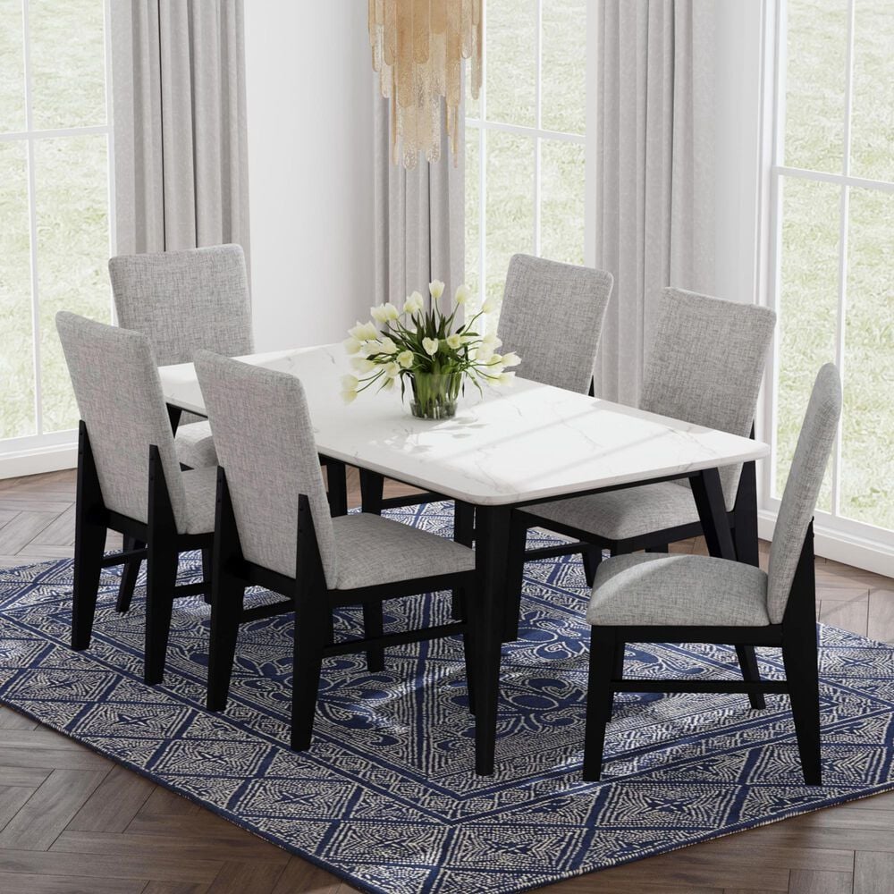 Mayberry Hill Marlene 7-Piece Rectangular Dining Set in Black and White, , large