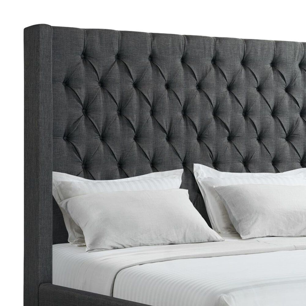 Mayberry Hill Morrow King Wingback Upholstered Bed in Heirloom Charcoal, , large