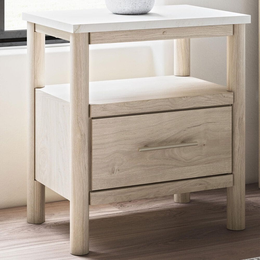 Ashley Cadmori 1-Drawer Nightstand in Brown and White, , large