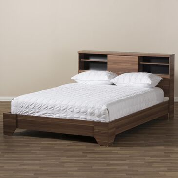 Baxton Studio Vanda Queen Platform Bed in Black/Walnut, , large
