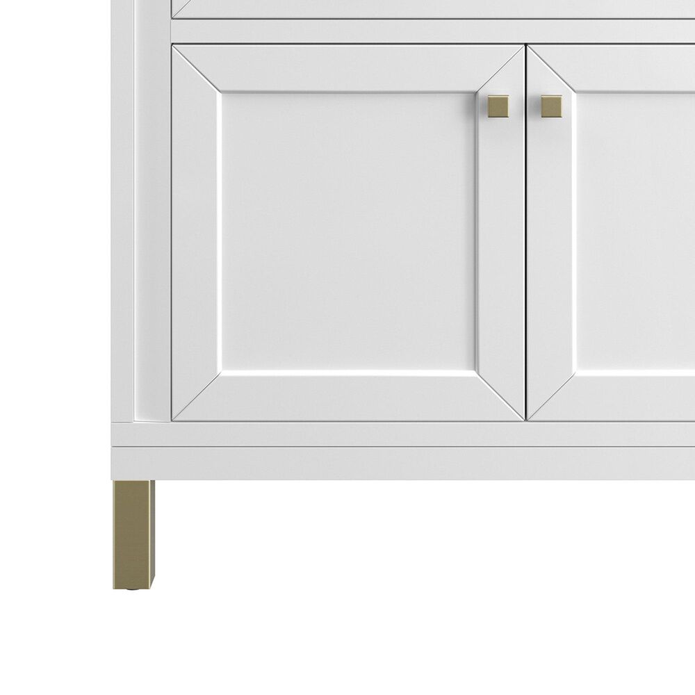 James Martin Vanities Chicago 36&quot; Single Bathroom Vanity in Glossy White with 3 cm Charcoal Soapstone Quartz Top and Rectangular Sink, , large