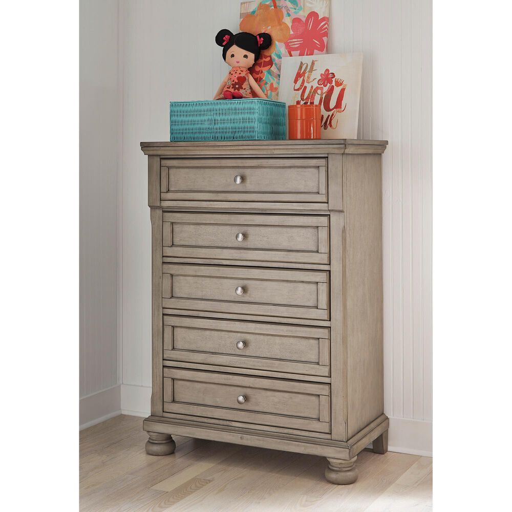 Signature Design by Ashley Lettner Youth 5 Drawer Chest in Light Gray, , large