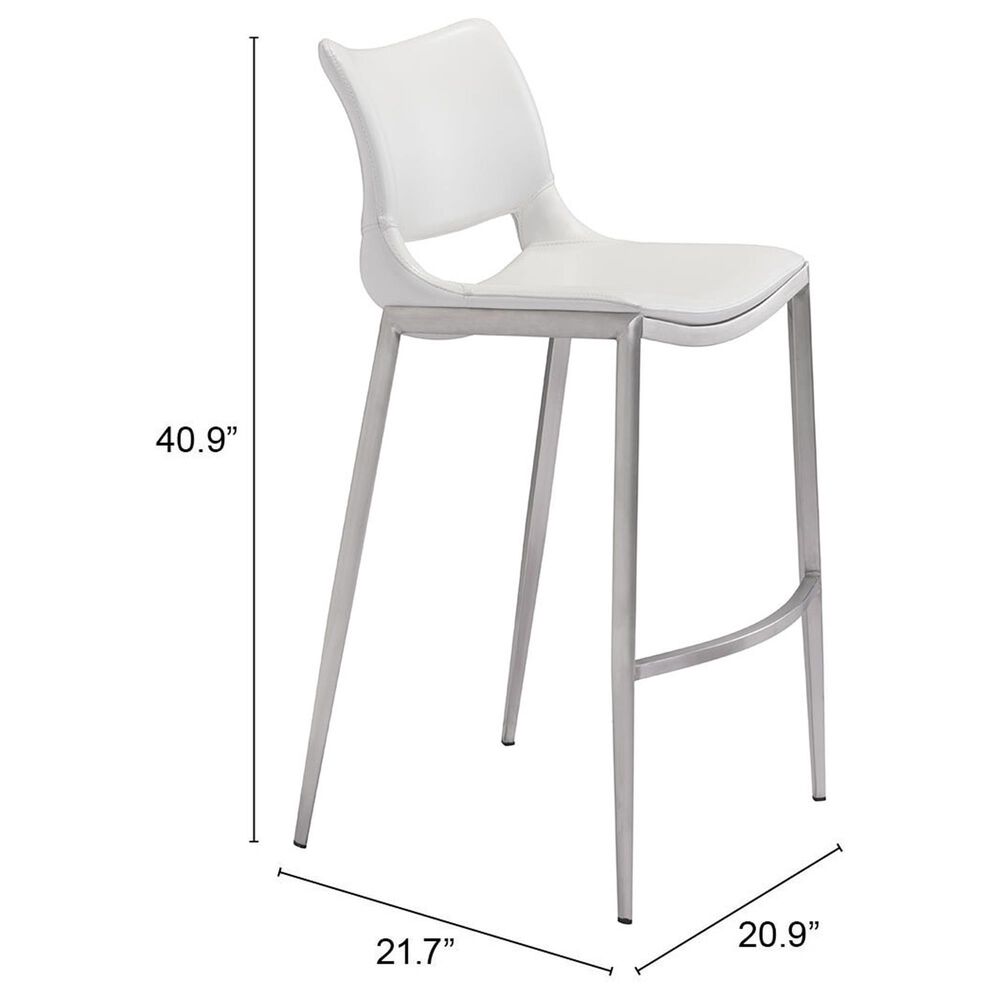 Zuo Modern Ace Bar Stool in White &#40;Set of 2&#41;, , large