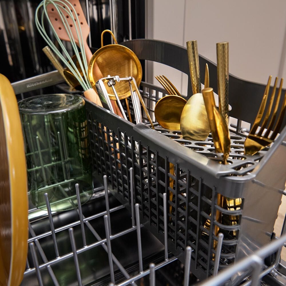 KitchenAid 24" Third Level Jet Rack Dishwasher with 40+ Total Wash Jets and Bar Handle in Black Ore, , large