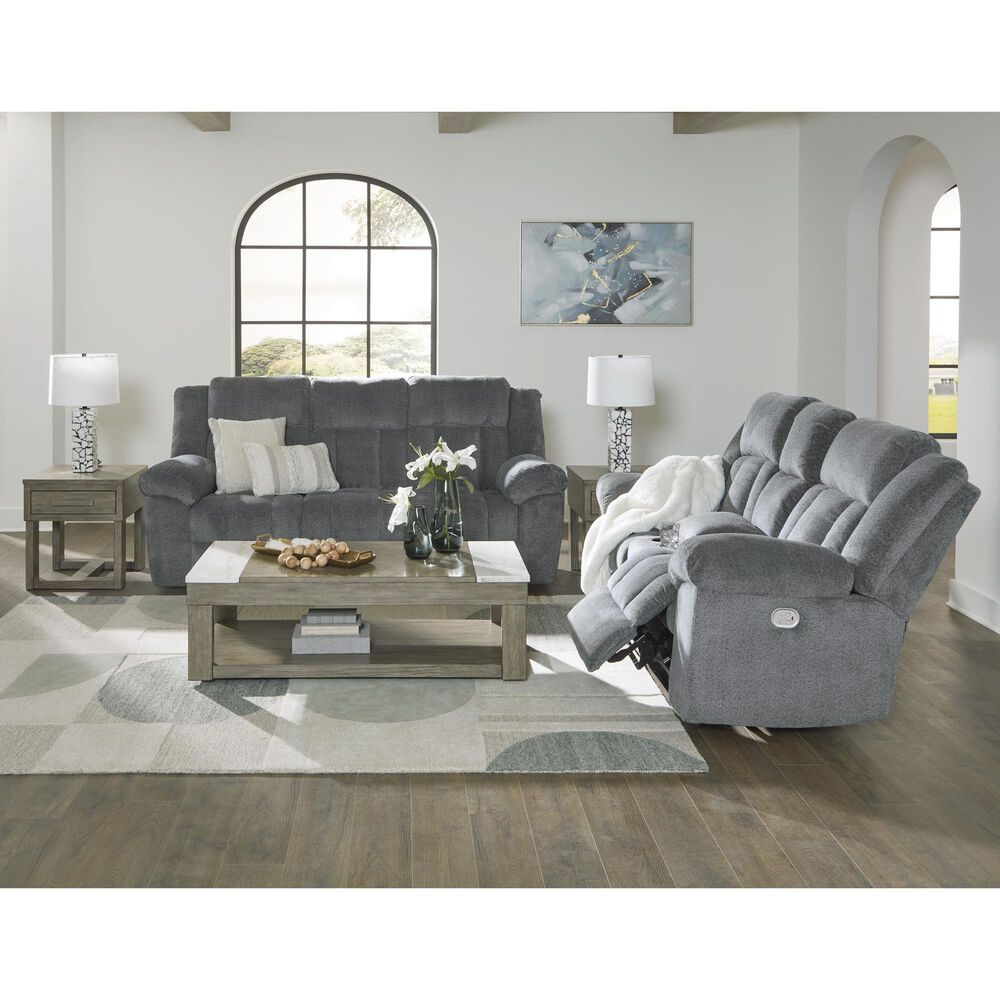 Ashley Tip-Off Power Reclining Loveseat in Slate, , large