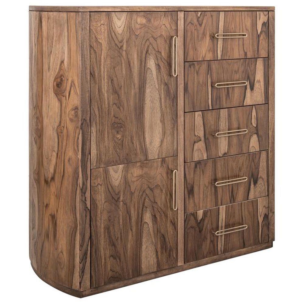 Fallridge Balam 5-Drawer Gentleman Chest in Stained Brown, , large