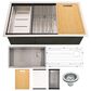 MS International Single Bowl 16-Gauge Handcrafted Workstation Kitchen Sink in Stainless Steel, , large