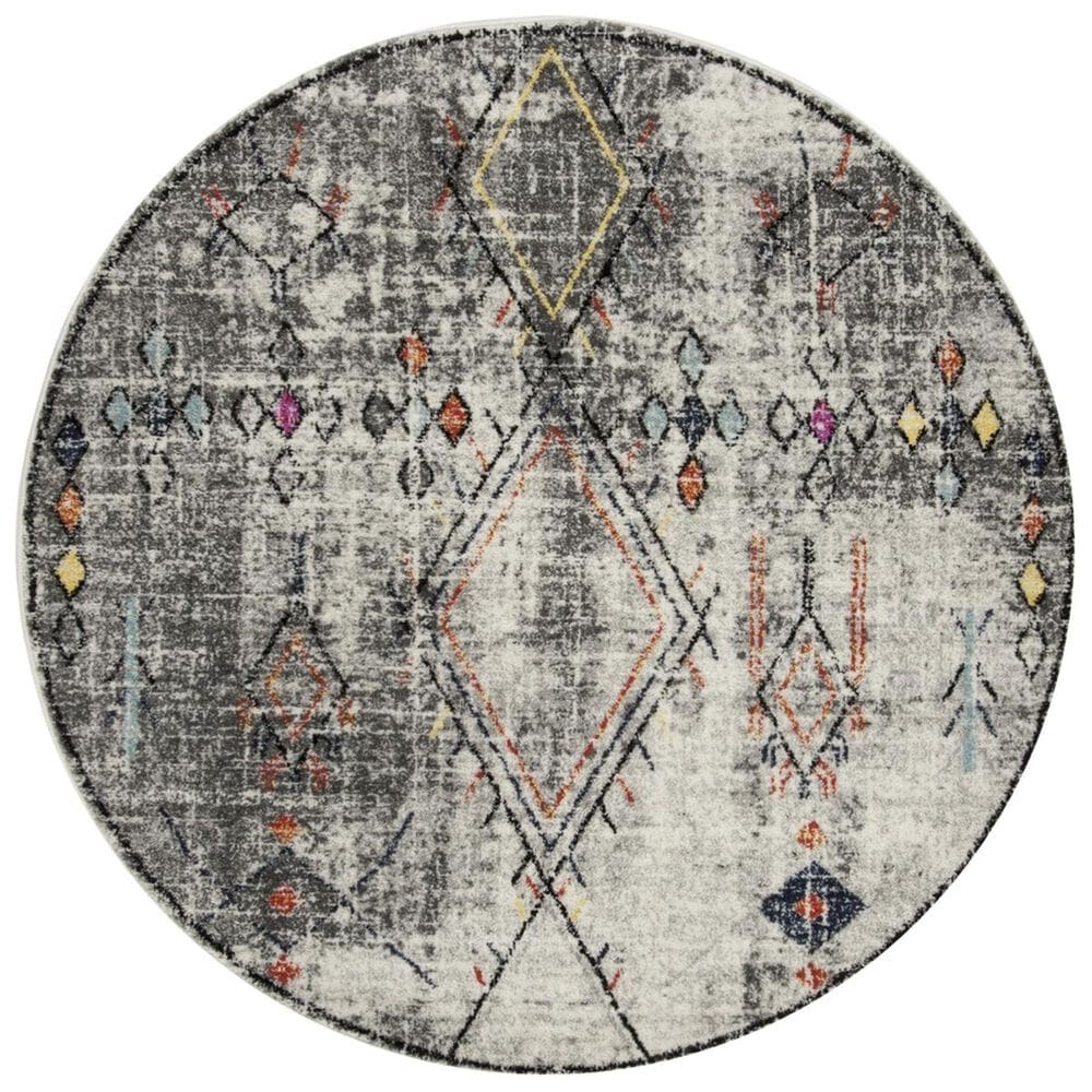 Safavieh Adirondack ADR210F 6" Round Light Grey and Fuchsia Area Rug, , large