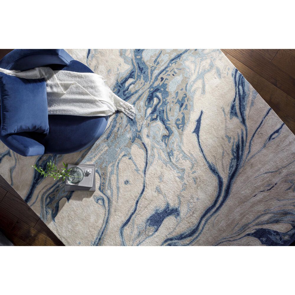 Surya Kavita 10&#39; x 14&#39; Navy, Denim, Gray and Light Beige Area Rug, , large