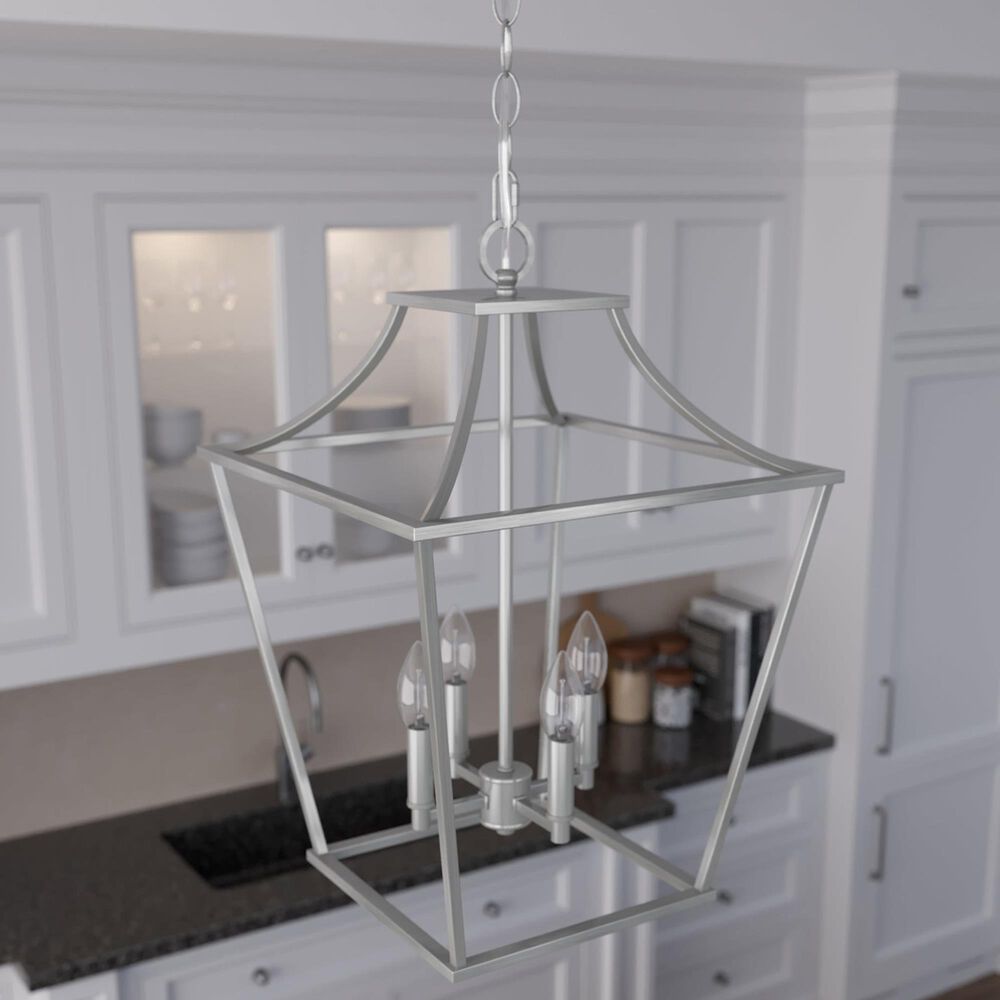 Hunter Laurel Ridge 15&quot; 4-Light Lantern Pendant in Brushed Nickel, , large